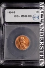 1954-S Lincoln Wheat Cent-ICG MS 66 RD Choice Gem BU No Reserve #SLL985