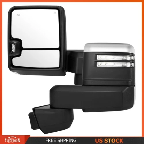 Chrome Tow Mirrors Power Heated Signal Temp Sensor For 19-22 silverado 2500 3500