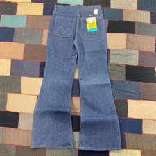 Vintage 70's Maverick Western Dark Denim Big Bell Dead stock Jeans Size 29x32