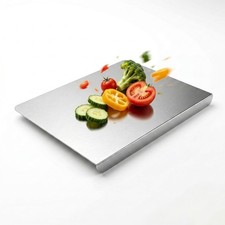 304 Stainless Steel Cutting Board Kitchen Counter Lip Non Slip Metal Chopping