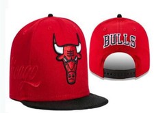 Chicago Bulls Snapback Hat Red Black Adjustable Flat Brim Cap Bull Logo