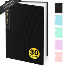 Sooez Binder with Plastic Sleeves 30-Pocket, Displays 60 Pages, 1-Pack, Black