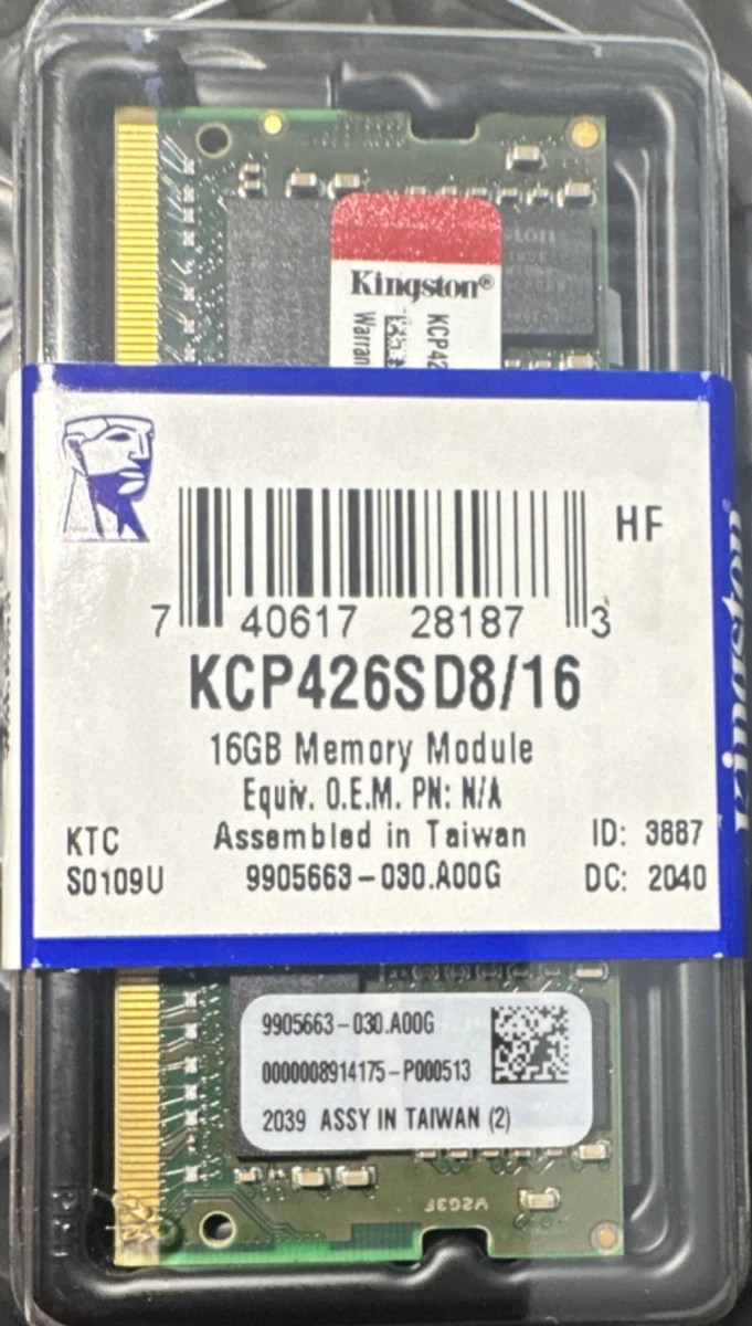 Память ОЗУ Kingston DDR4 SDRAM компьютерная 16 ГБ емкость на