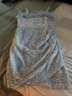 Dillards Poppies And Roses Girls 16 Plume-Trim Stretch Sequin Dress Powder Blue — photo 2