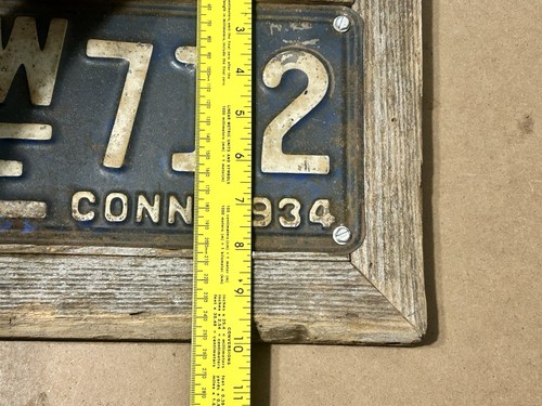 1934 conneticut License Plate WE Framed Old Handmade Frame - Picture 6 of 6