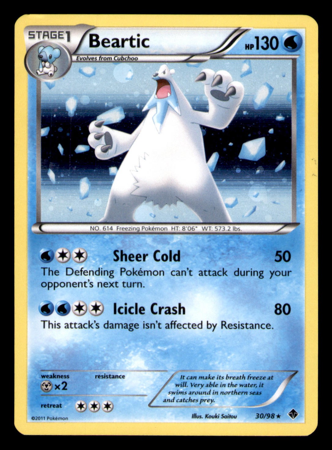 Beartic 30/98 Holo MP Emerging Powers 2011 Pokemon