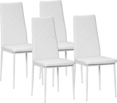 Set Sedie Pranzo Schienale Alto Finta Pelle Acciaio 41x50x97cm