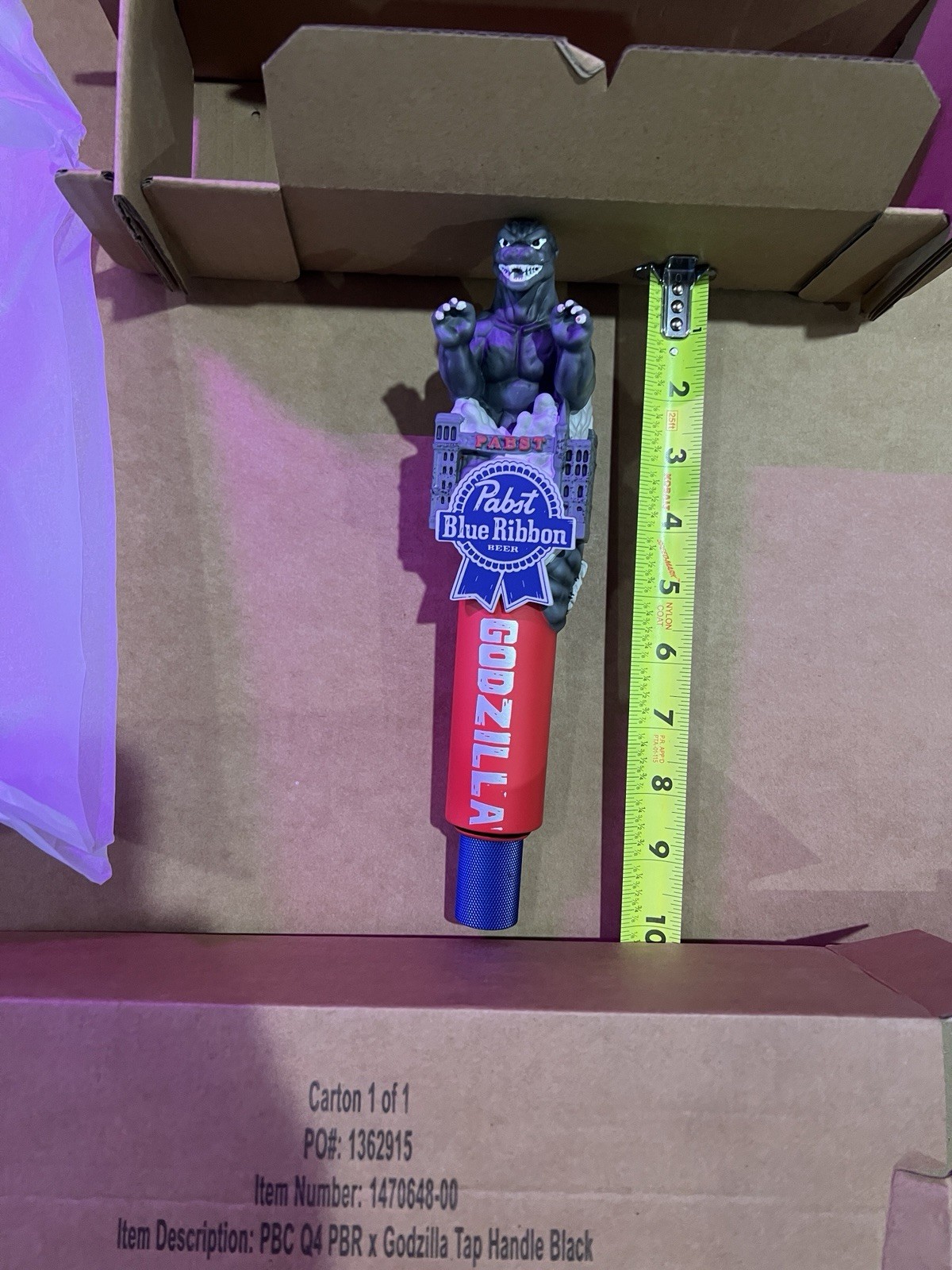 Pabst Blue Ribbon Beer Tap Handle PBR x Godzilla TOHO Brand New PBR Knob LIMITED