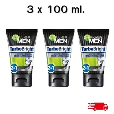 Garnier Men PowerWhite Shaving + Cleansing Brightening Foam 100 ml x 3