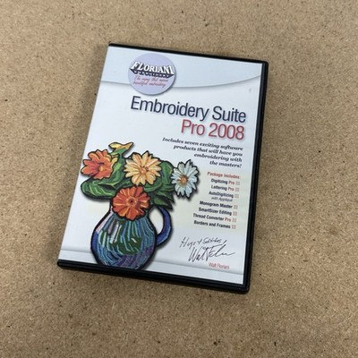 Floriania Embroidery Suite Pro 2008 Digitizing Sewing Software CD w/Reg Key OOP!