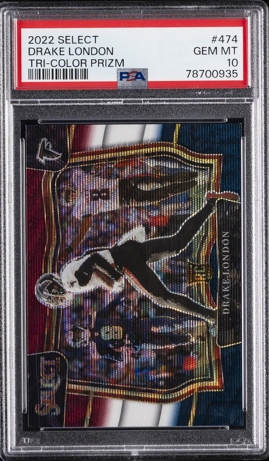 2022 PANINI SELECT TRI-COLOR PRIZM #474 DRAKE LONDON 71/75 PSA 10
