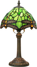 Green Dragonfly Tiffany Stained Glass Table Lamp for Home Decor 8x8x14 Inches
