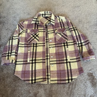 Large Women s Plaid Shacket Button Up Design with Pockets Size L