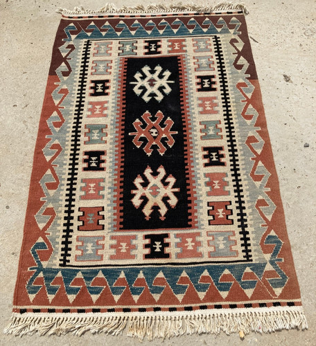 Vintage Traditional Handmade Beautiful Turkish Kilim Floor Rug Carpet 124x82 cm