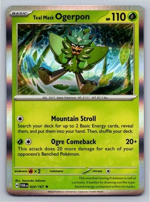 Teal Mask Ogerpon 024/167 Rare Twilight Masquerade Pokemon Holo Near Mint