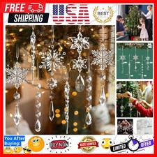 18pcs Crystal Christmas Ornaments for Tree Decorations-Hanging Acrylic Snowfl...