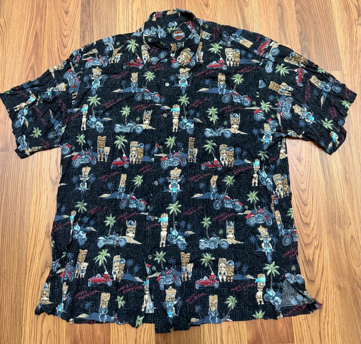 Harley-Davidson Hawaiian Casual Button-Down Shirts for Men for