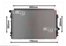 Radiatore acqua Van Wezel 03012711 per Audi A3 Q2 Seat Ateca, Skoda Kodiaq, VW Golf