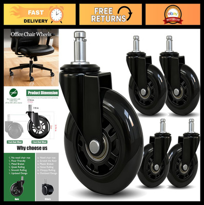 Set of 5 Heavy Duty 3 Inch Roller Blade Chair Wheels - Quiet, No Scratch Casters