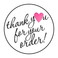 30 1.5" THANK YOU FOR YOUR ORDER HEART PINK FAVOR LABELS ROUND STICKERS***