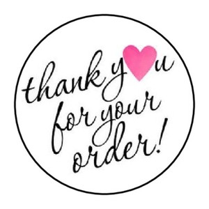 30 15 thank you for your order heart pink favor labels round stickers
