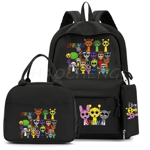 Sprunki - Schulranzen bunt Rucksack Schulbüchertasche mit Brotzeittasche Set / 3tlg - Bild 6 von 44