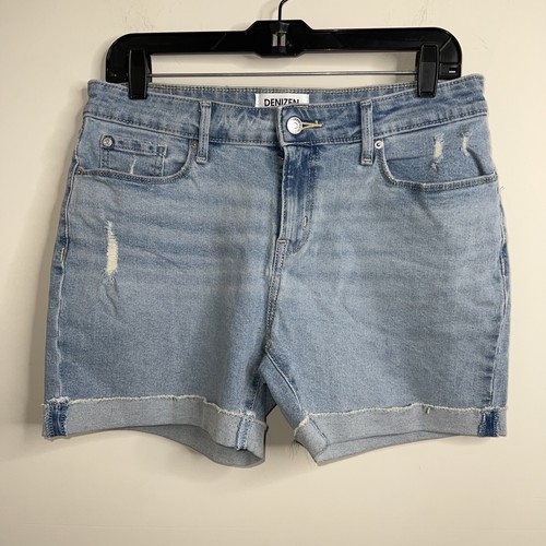 Mid Rise Blue Denim Jean Shorts 