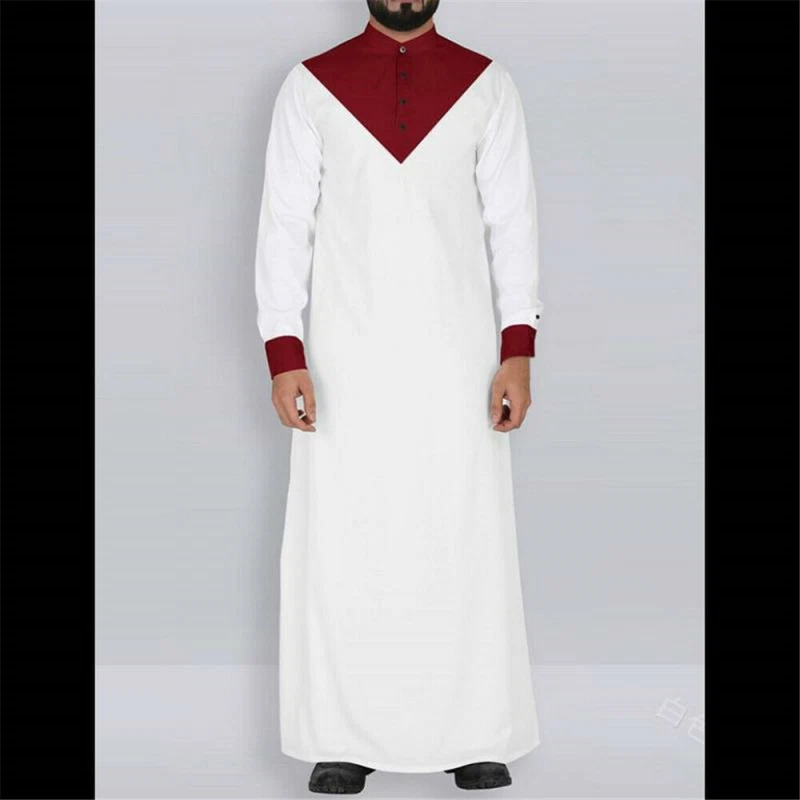 Para hombres Manga Larga Musulmana Ropa Arabia Saudita Jubba Kaftan Thobe Vestido Largo Bata Foto 4 de 4