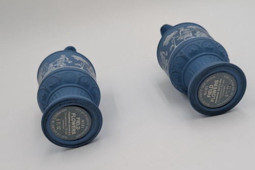 Avon Jasperware Style Blue Grecian Greek Set of 2 Ewer Bottles Pitchers Stoppers - Picture 12 of 13