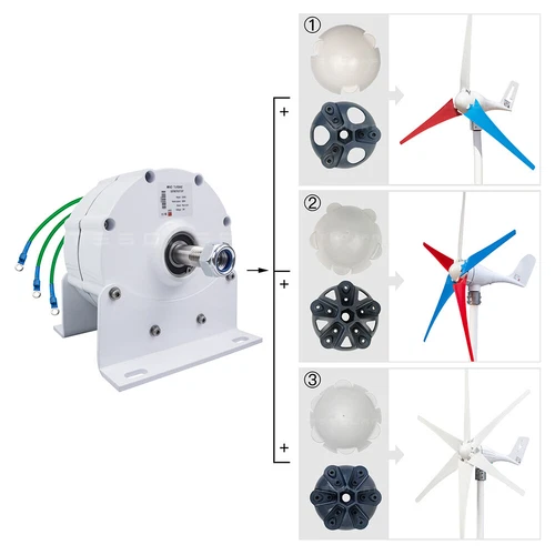 1000W 24V 48V 3Phase Permanent Magnet Generator Wind Turbine Motor Alternators - Foto 8 di 27