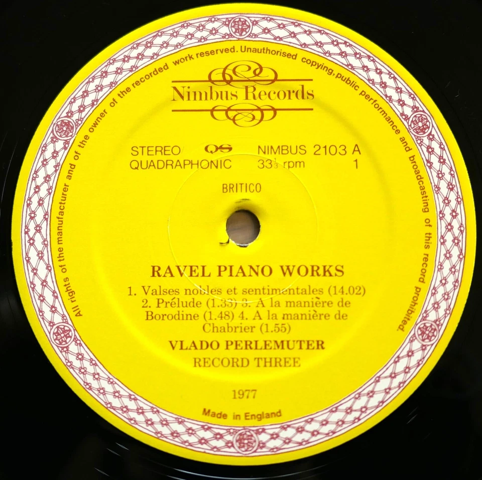 Nimbus 2103 Ravel Piano Music Record Three Vlado Perlemuter NM Quad Vinyl LP - Image 2 of 4