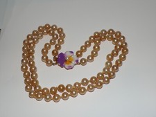 Faux Pearl Necklace Enamel Flower 469w 