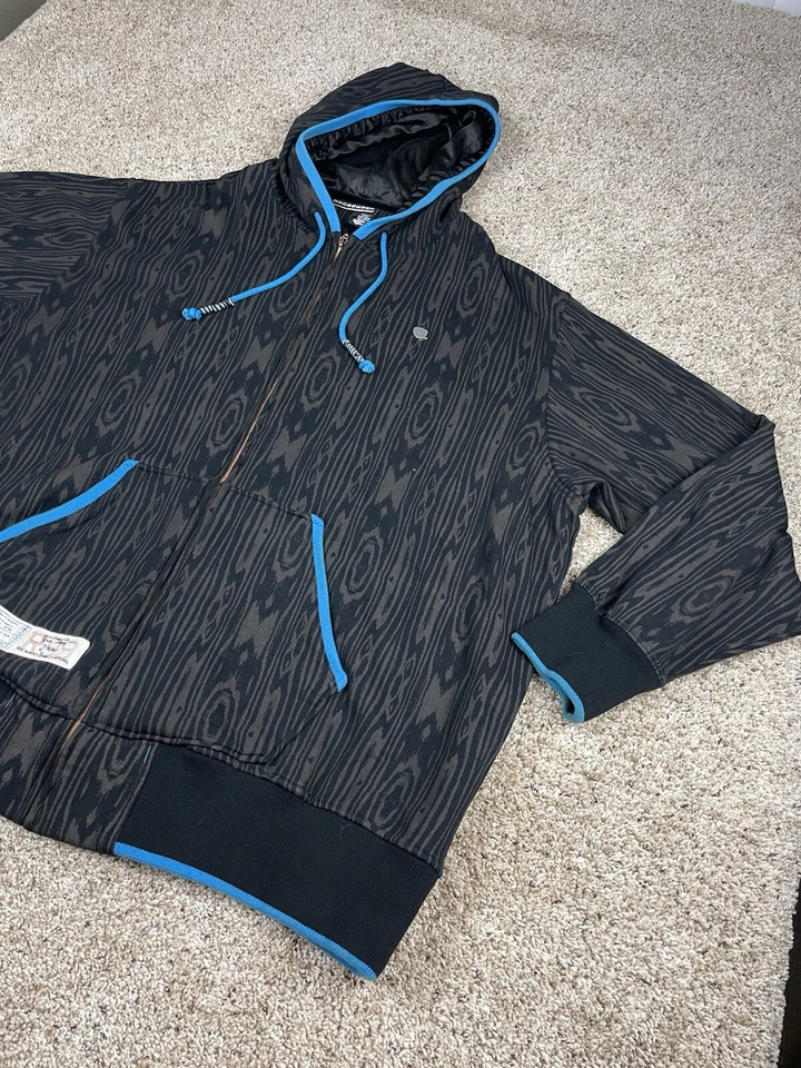 Chaqueta deportiva Rocawear 3XL para hombre negra cremallera completa con capucha puntada ponderada logotipo Y2K Foto 2 de 4