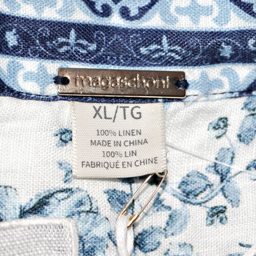 Abito maxi camicia lungo 54" Magaschoni 100% lino manica lunga con cintura tg XL $228 - Foto 18 di 19