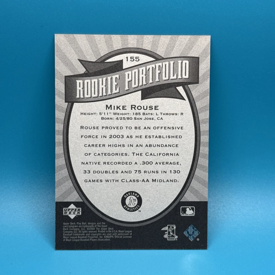 Mike Rouse 2004 Upper Deck Play Ball Rookie Portfolio #155 0469/2004 Athletics - Image 2 of 2