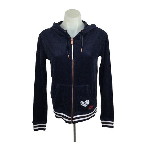 Sweat à Lacets Betsey Johnson Bleu Marine Velours - Taille M, Neuf Avec étiquettes