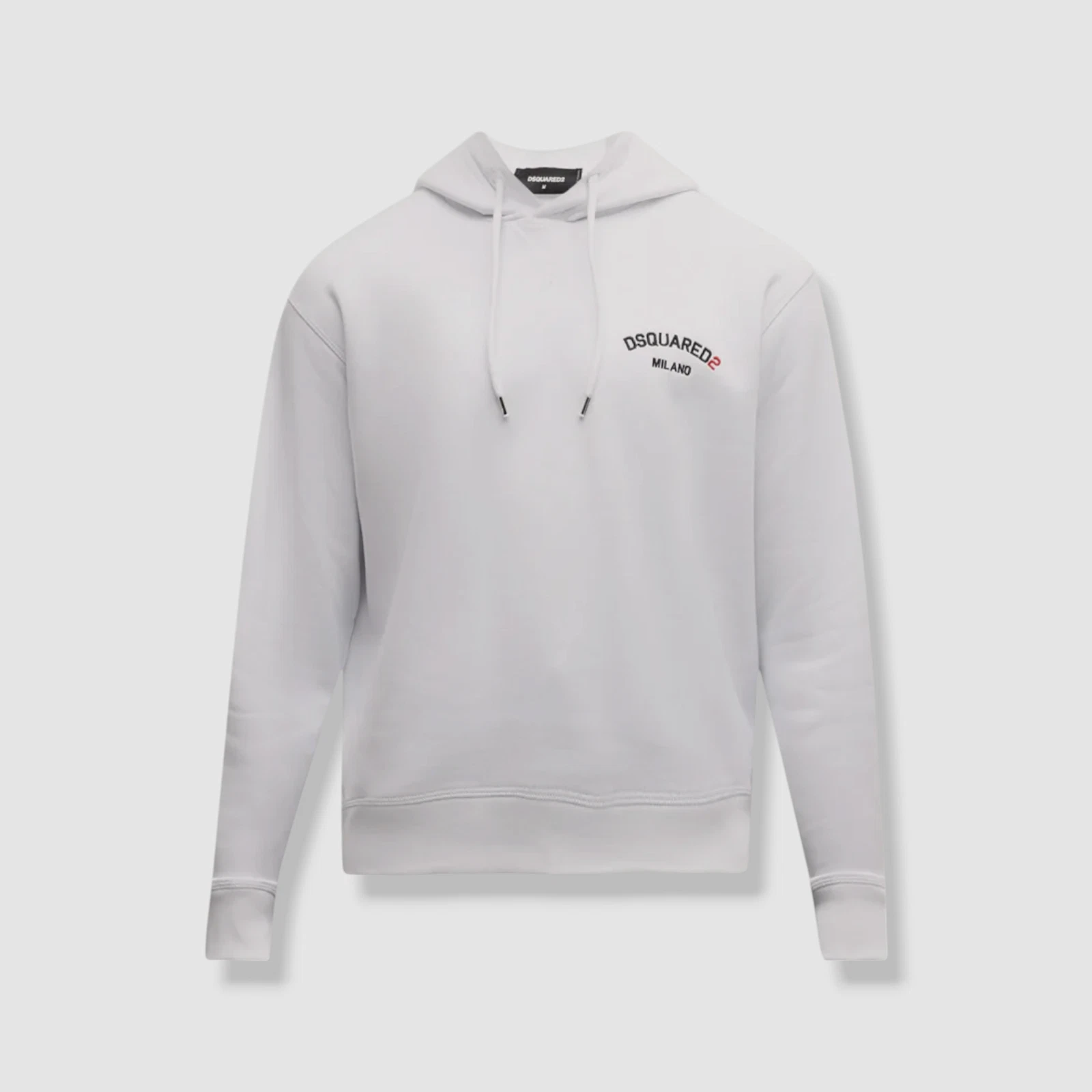 Felpa con cappuccio pullover uomo Dsquared2 bianca tinta unita D2 cool fit logo taglia small