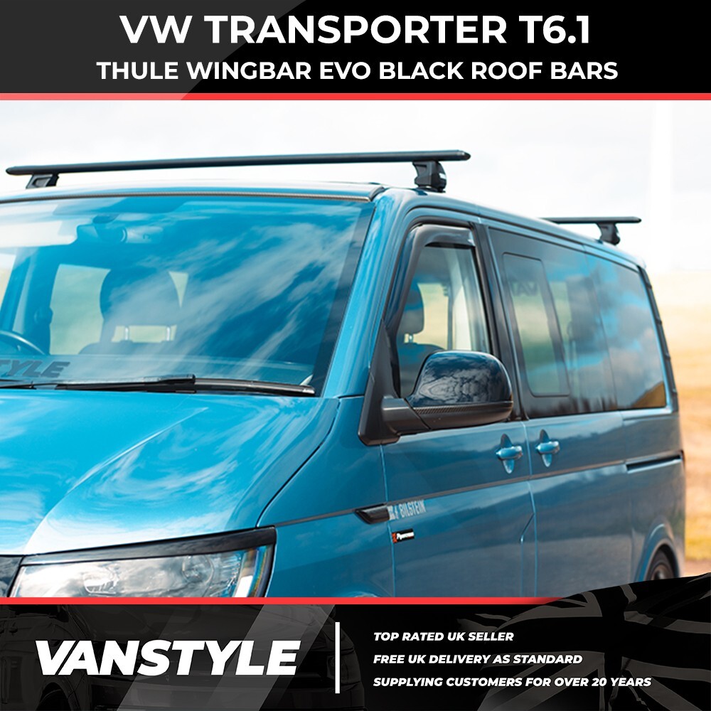 THULE WINGBAR EVO BLACK ROOF BARS RACK VW TRANSPORTER FIX
