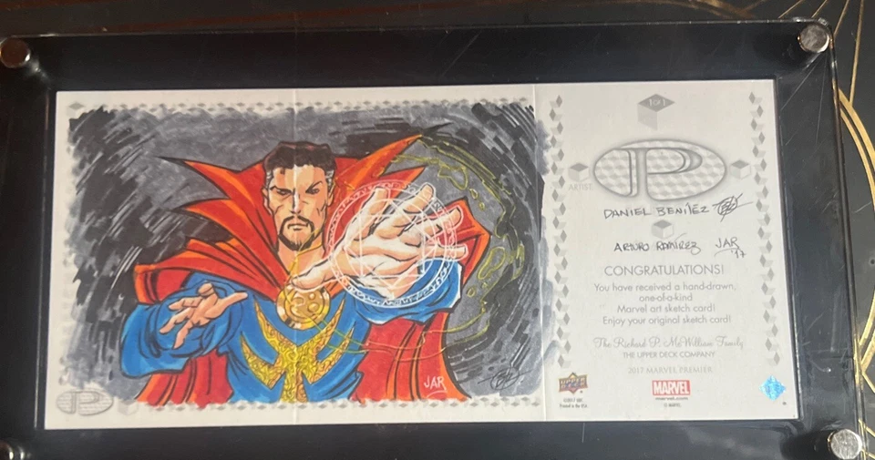 2017 UD MARVEL PREMIER AVENGERS DR. STRANGE 3 PANEL ARTIST SKETCH CARD SP# 1/1 - Image 4 of 4