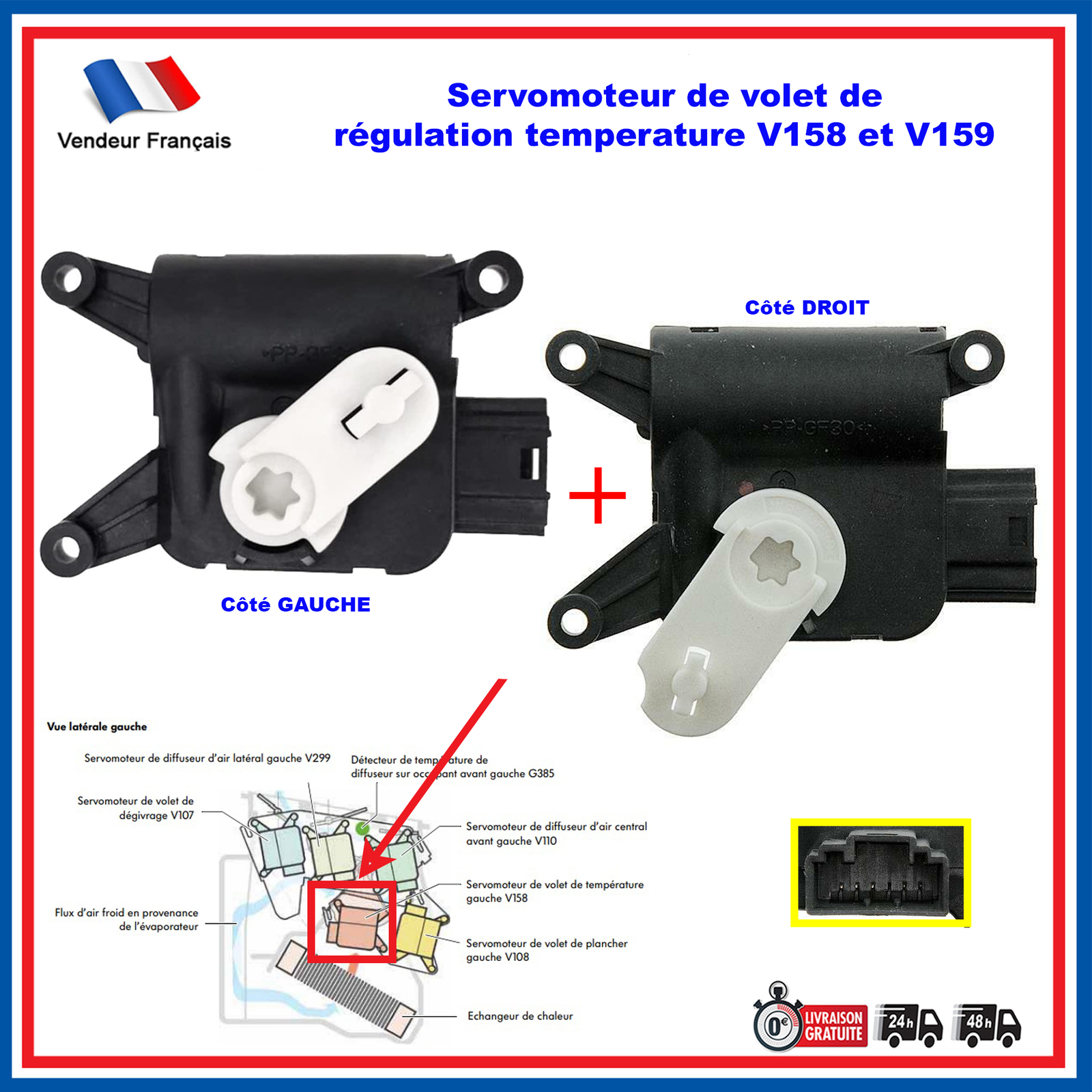 Actionneur clapet température OE 1K1907511C en plastique renforcé haute durabilité