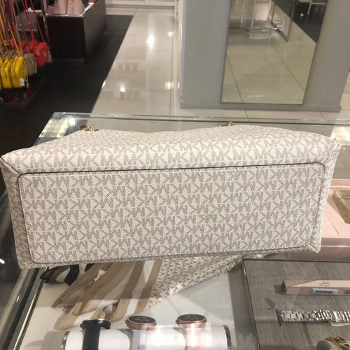 MICHAEL KORS LARGE SHOULDER TOTE BAG HANDBAG PURSE SATCHEL VANILLA LIGHT CREAM - 第 5/12 張圖片