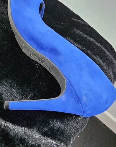 Christian Siriano for Payless Faux Suede Heels Cobalt Blue Size 9 - Picture 6 of 13