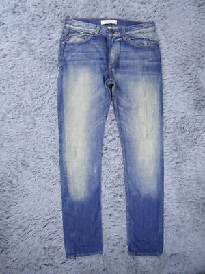 Postage Jeans Mens 32 32x34 Blue Stone Wash Slim  Premium Denim Straight Casual