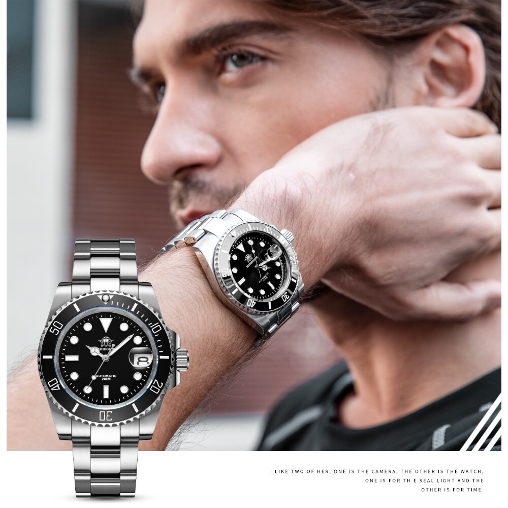 ADDIESDIVE Black 200M Diver Watch Automatic Seiko NH35 Sapphire