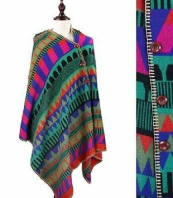 Winter Women/'s Colorful Chevron Knit Poncho Wrap Shawl
