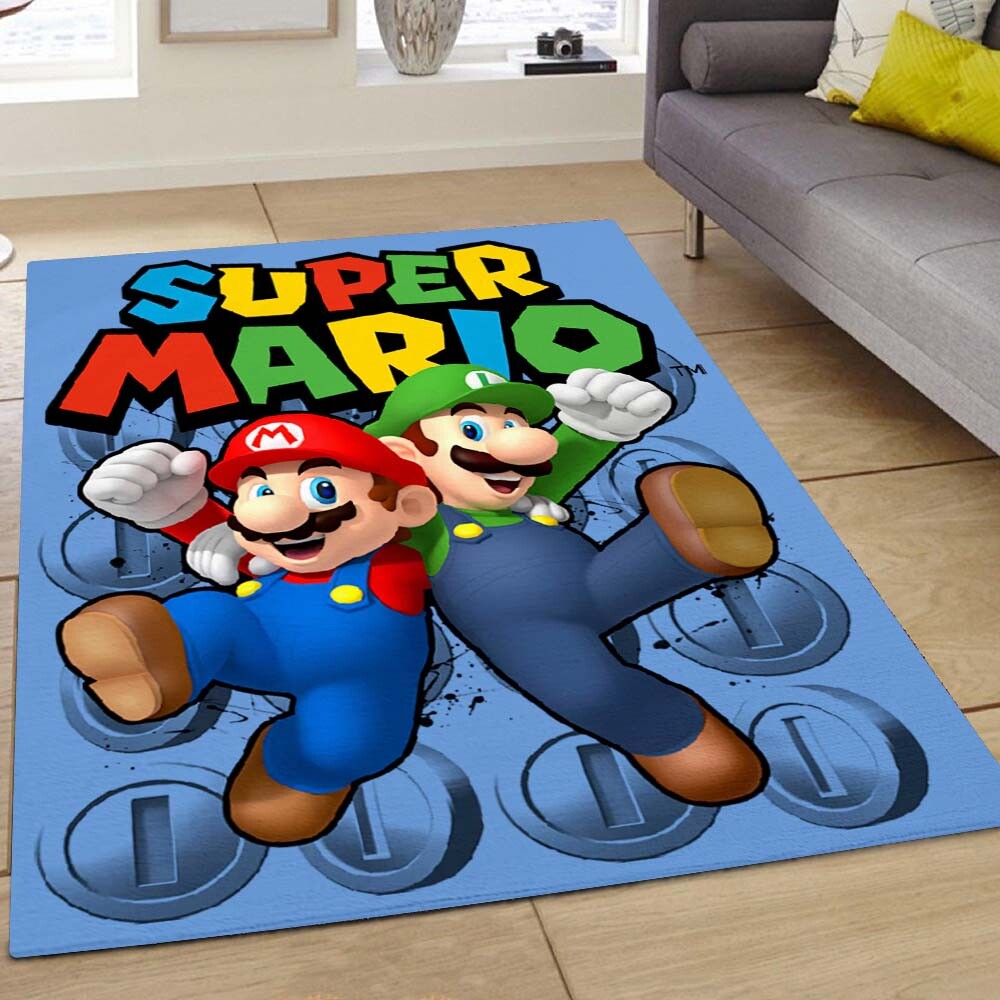 Super Mario 64 Rug Super Mario and Luigi Rug Colorful Gaming Carpet for Kids or Fan Room ...