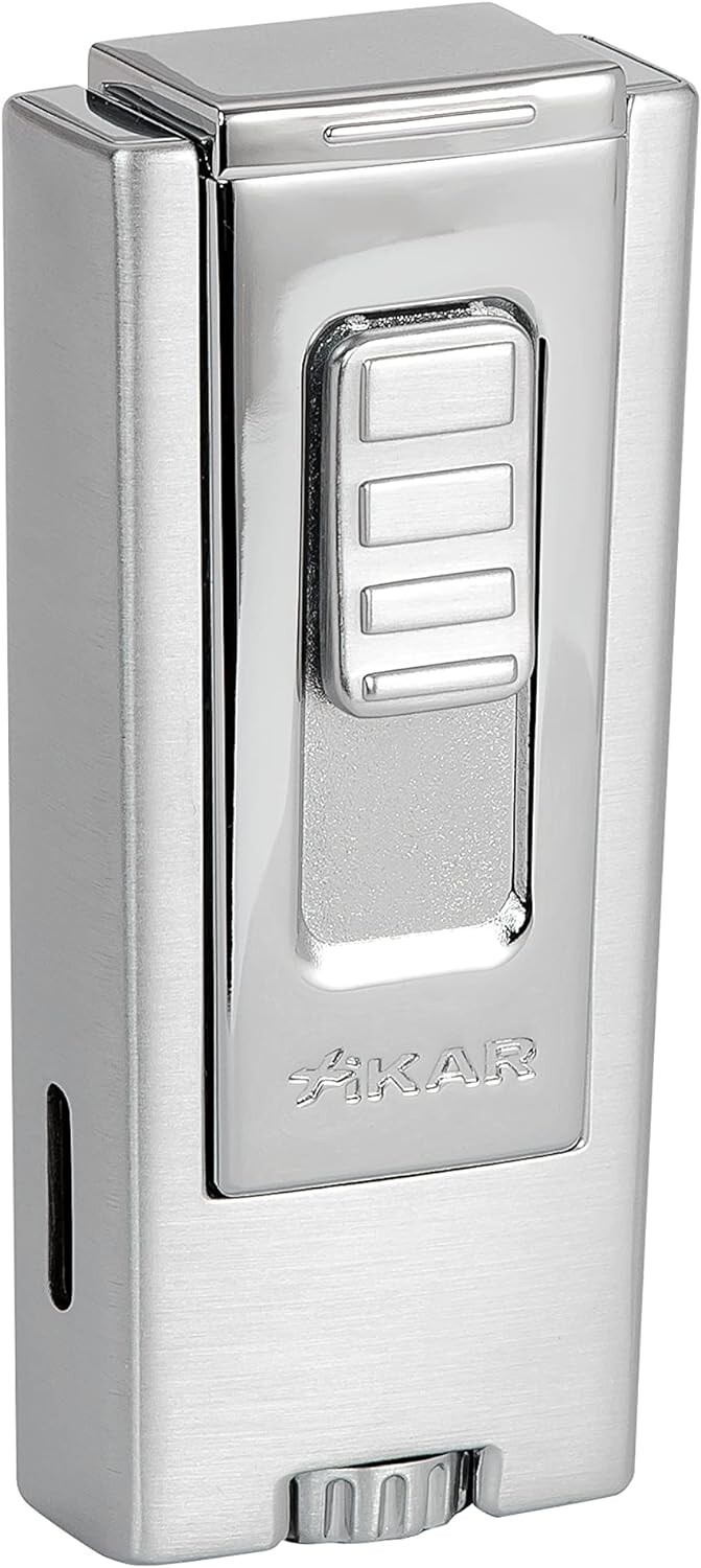Xikar Trezo Lighter, Inline Triple Jet Flame, Chrome/Silver