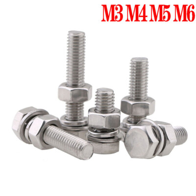 Boulons Tête Ronde Hexagonale Filetage Fin M3 M4 M5 M6 - Acier Inoxydable 304 A2-70 - Pour Meubles, Machines, Bricolage - Lot De 10