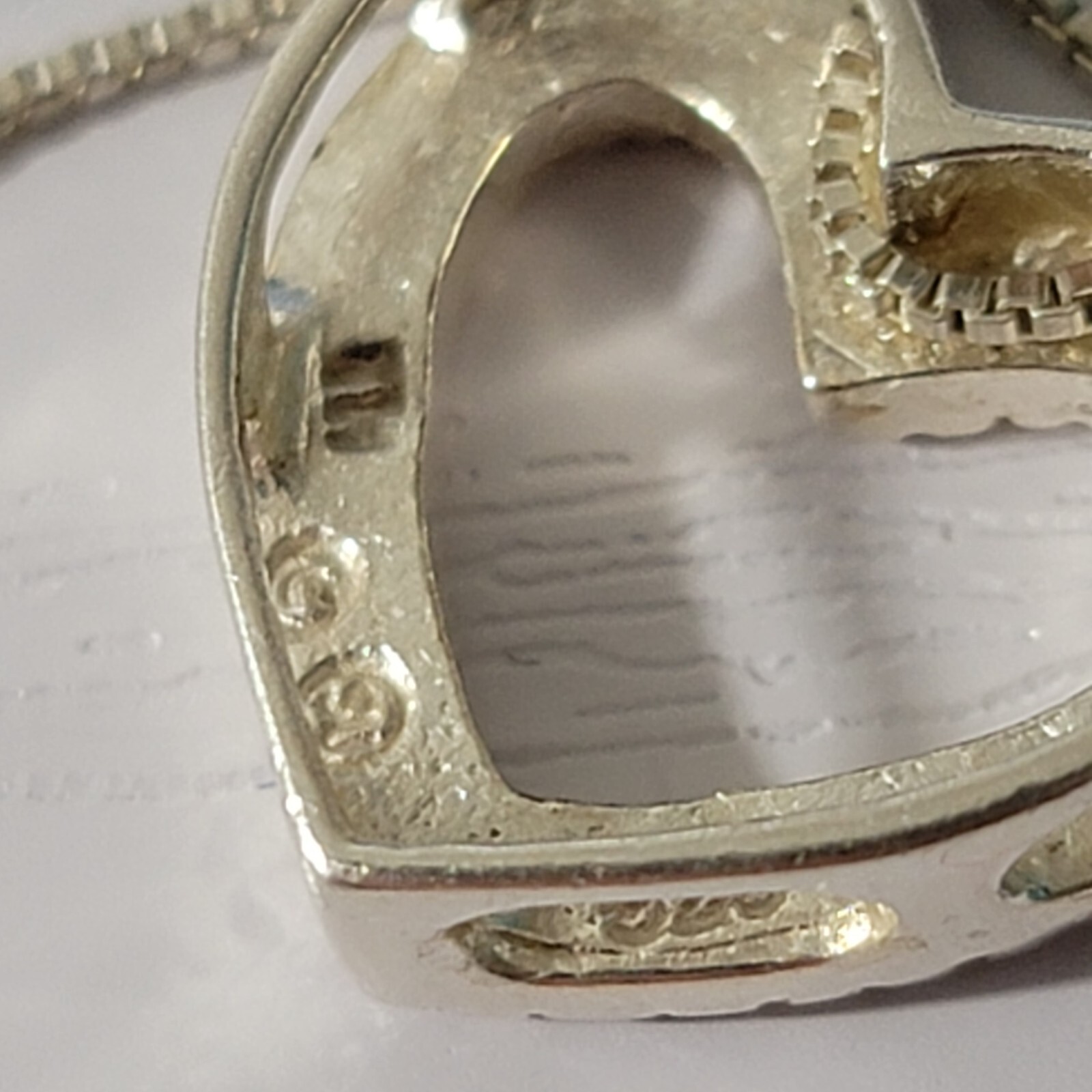 Sterling Silver Chain Solid White Gold Clear Crys… - image 3