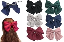 6Pcs Large Ribbon Bow Hair Clips – Stylish Bowknot French Barrette Set for Women
